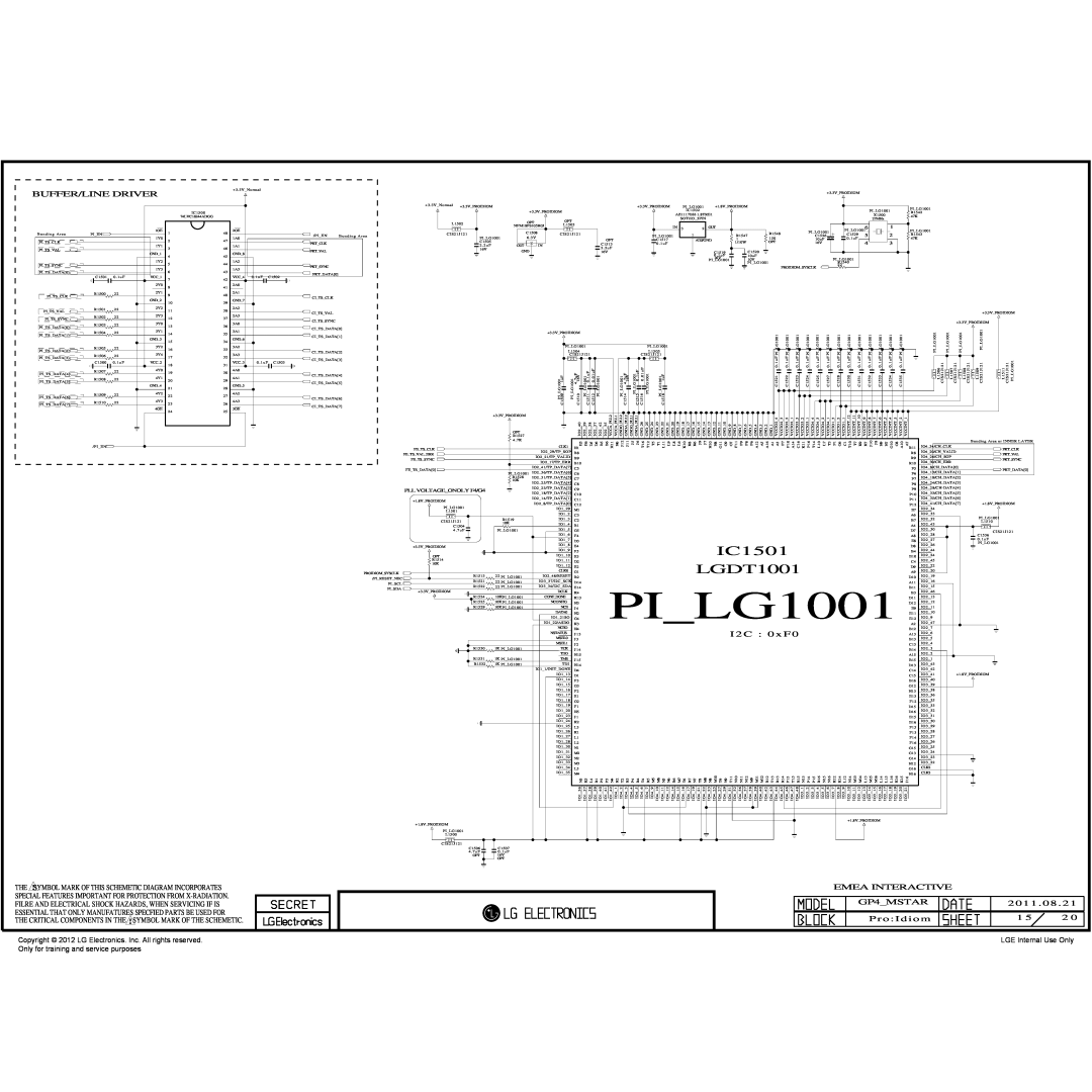 LG Electronics 42LT640H-ZA IC1501, LGDT1001, PILG1001 A2, Copyright 2012 LG Electronics. Inc. All rights reserved 