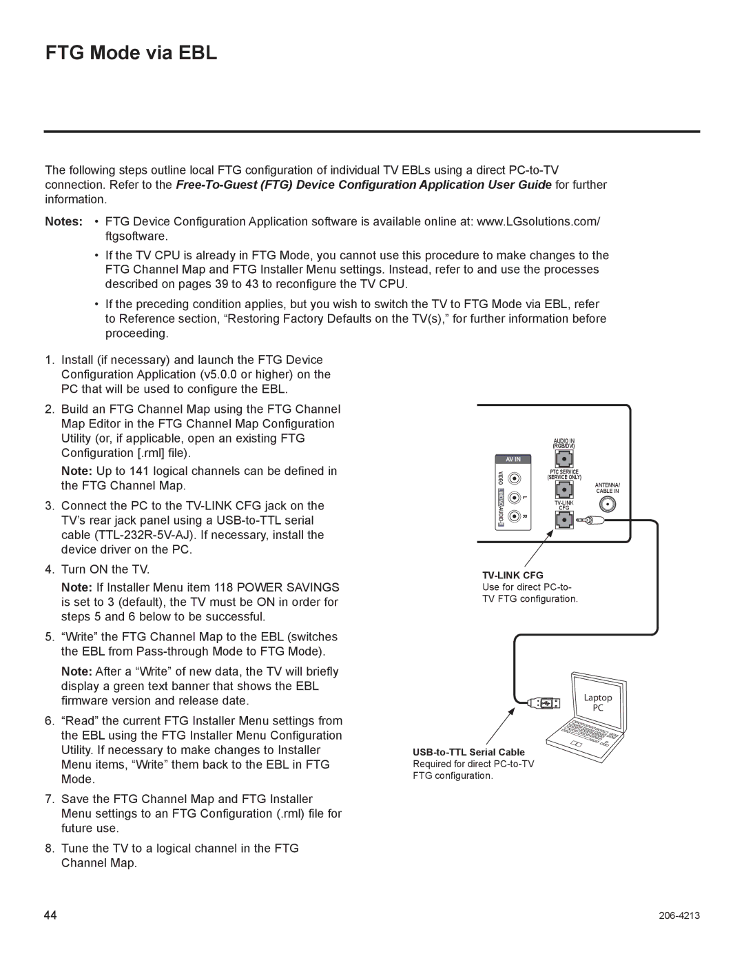 LG Electronics 42LT670H, 37LT670H, 32LT670H, 26LT670H setup guide FTG Mode via EBL, Channel Map 