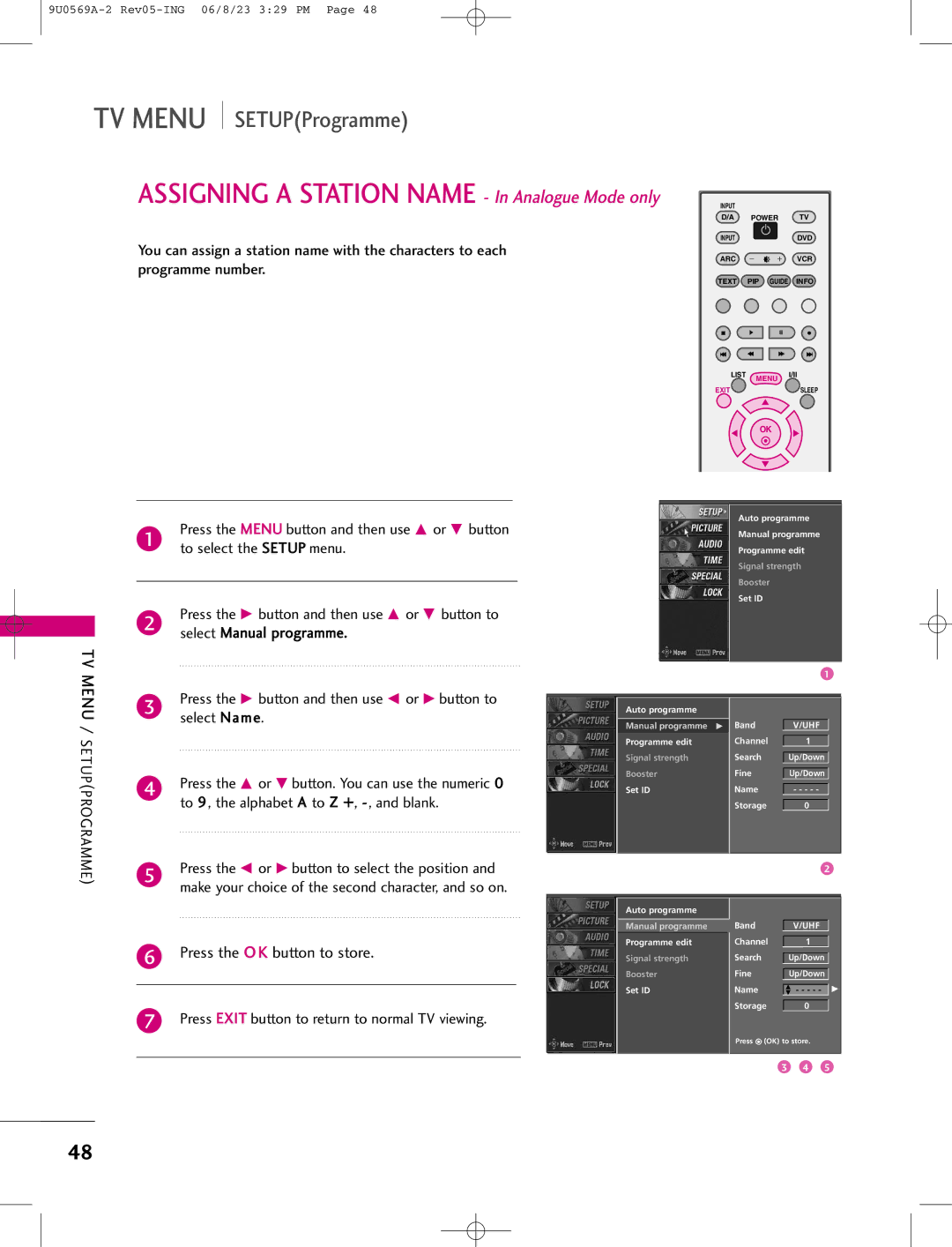 LG Electronics 50PC1D, 42PC1DV, 42PC1DG manual Assigning a Station Name In Analogue Mode only 