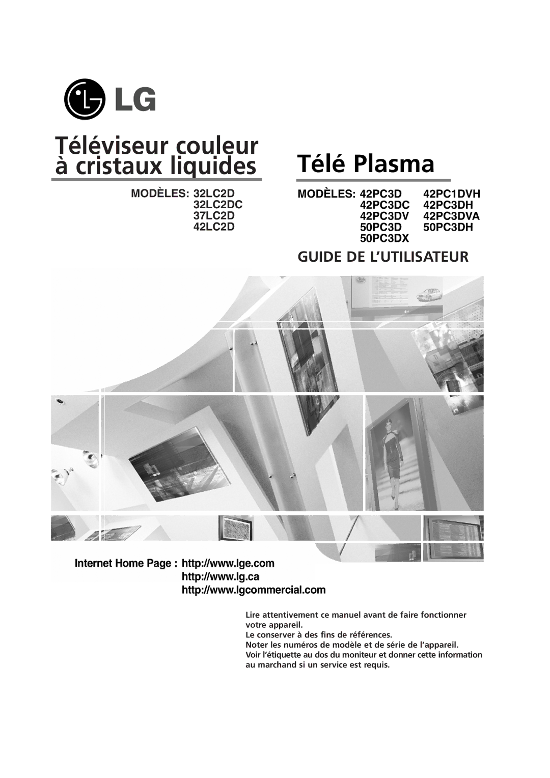 LG Electronics 42PC3DVA, 42LC2D, 32LC2DC, 42PC3DH, 42PC1DVH, 50PC3DH, 50PC3DX owner manual Télé Plasma 