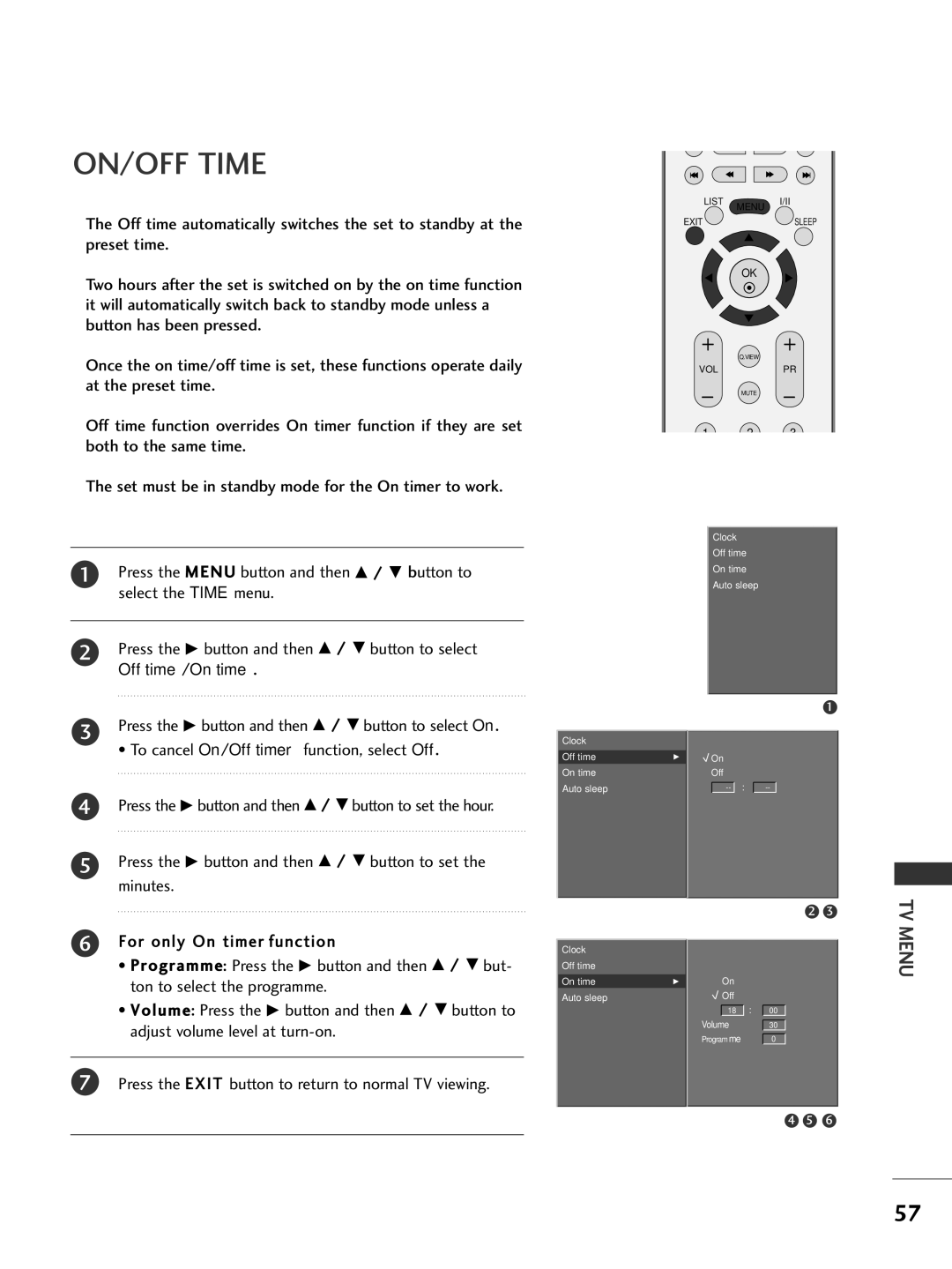 LG Electronics 50PC1R, 42PC3R, 37LC2R, 42LC2R owner manual ON/OFF Time 