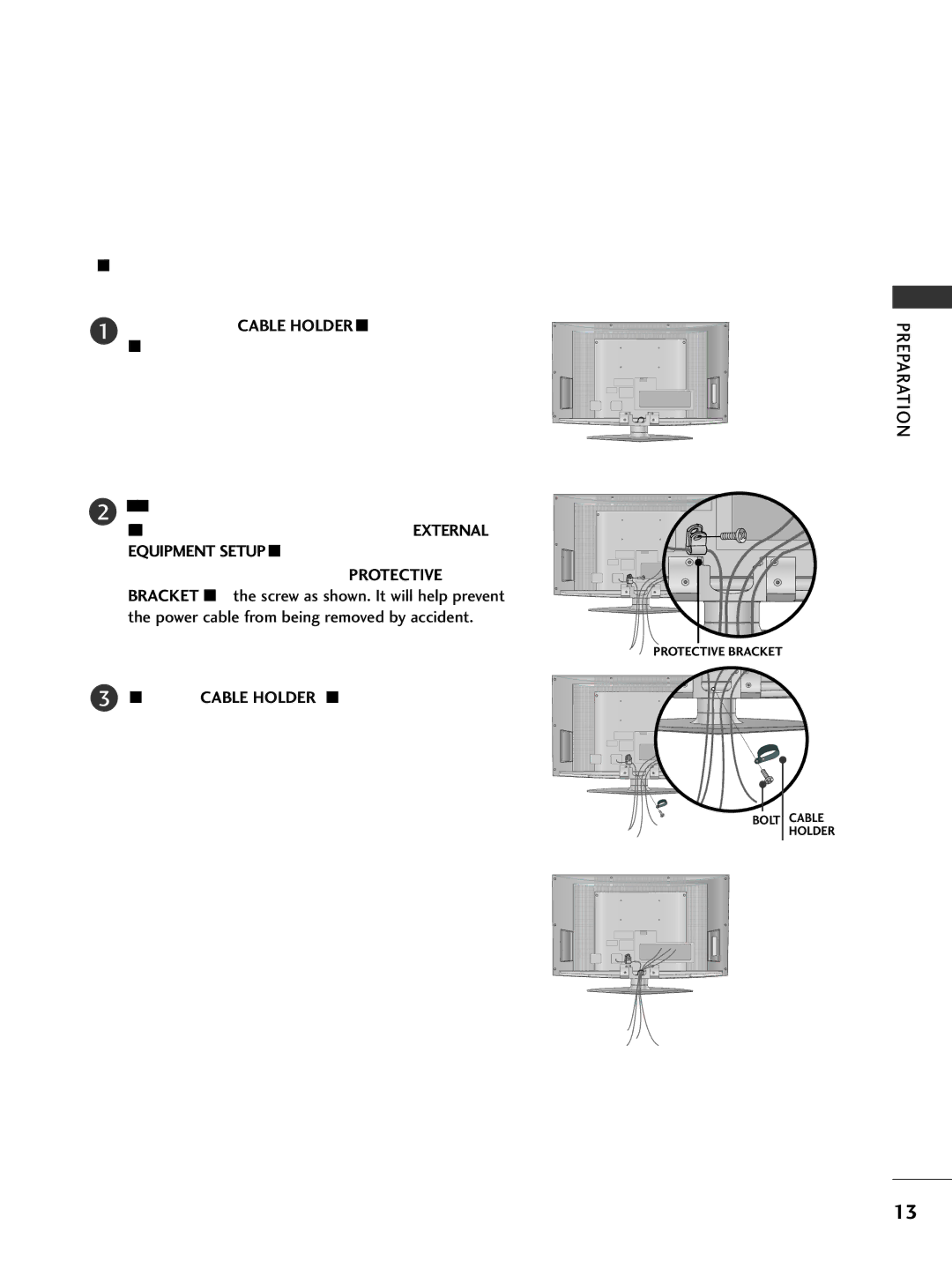 LG Electronics 32LX50CS, 42PG65C, 42PG60C, 42LC50C, 42LC5DC, 37LG515H, 37LG500H, 37LG505H Protective Bracket Bolt Cable Holder 