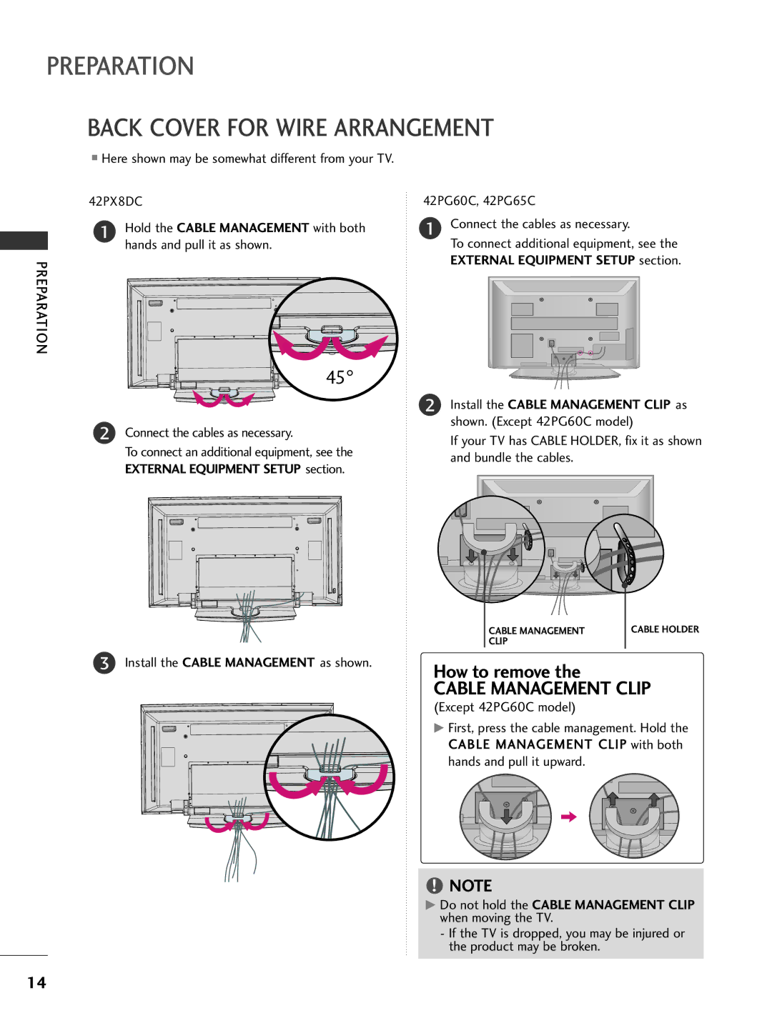 LG Electronics 32LG505H, 42LC50C, 42LC5DC, 37LG515H, 37LG500H, 37LG505H, 37LC50CB Cable Management Clip, 42PG60C, 42PG65C 