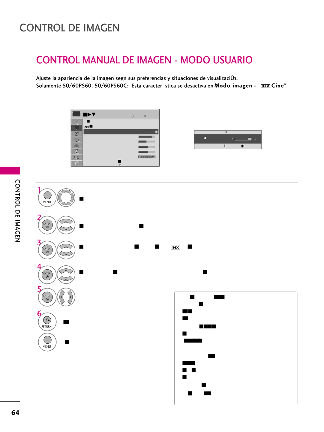 LG Electronics 42PQ10 Control Manual DE Imagen Modo Usuario, Seleccione Modo imagen SSeleccione Vivo, Estándar, Cineo 