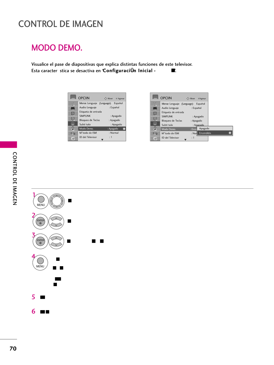 LG Electronics 50PS10, 42PQ10, 42PQ31, 42PQ30C, 50PQ30C, 50PQ31, 50PQ10, 50PS60C, 60PS10, 60PS60C owner manual Modo Demo Apagado 