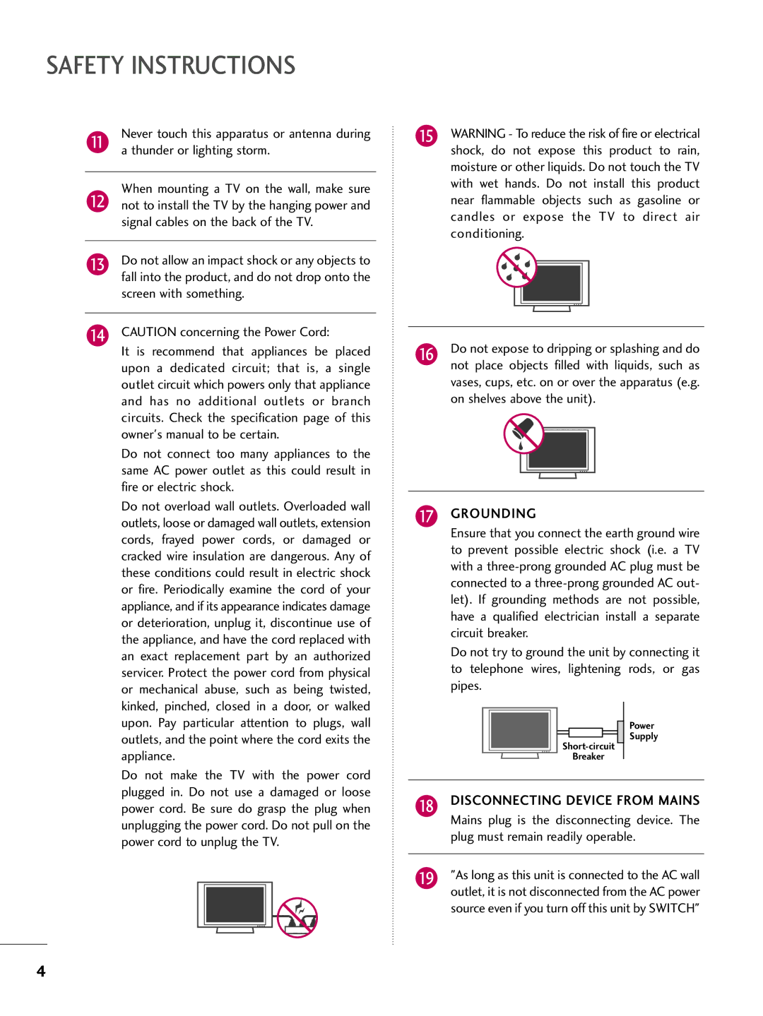 LG Electronics 42PT200 owner manual Grounding 