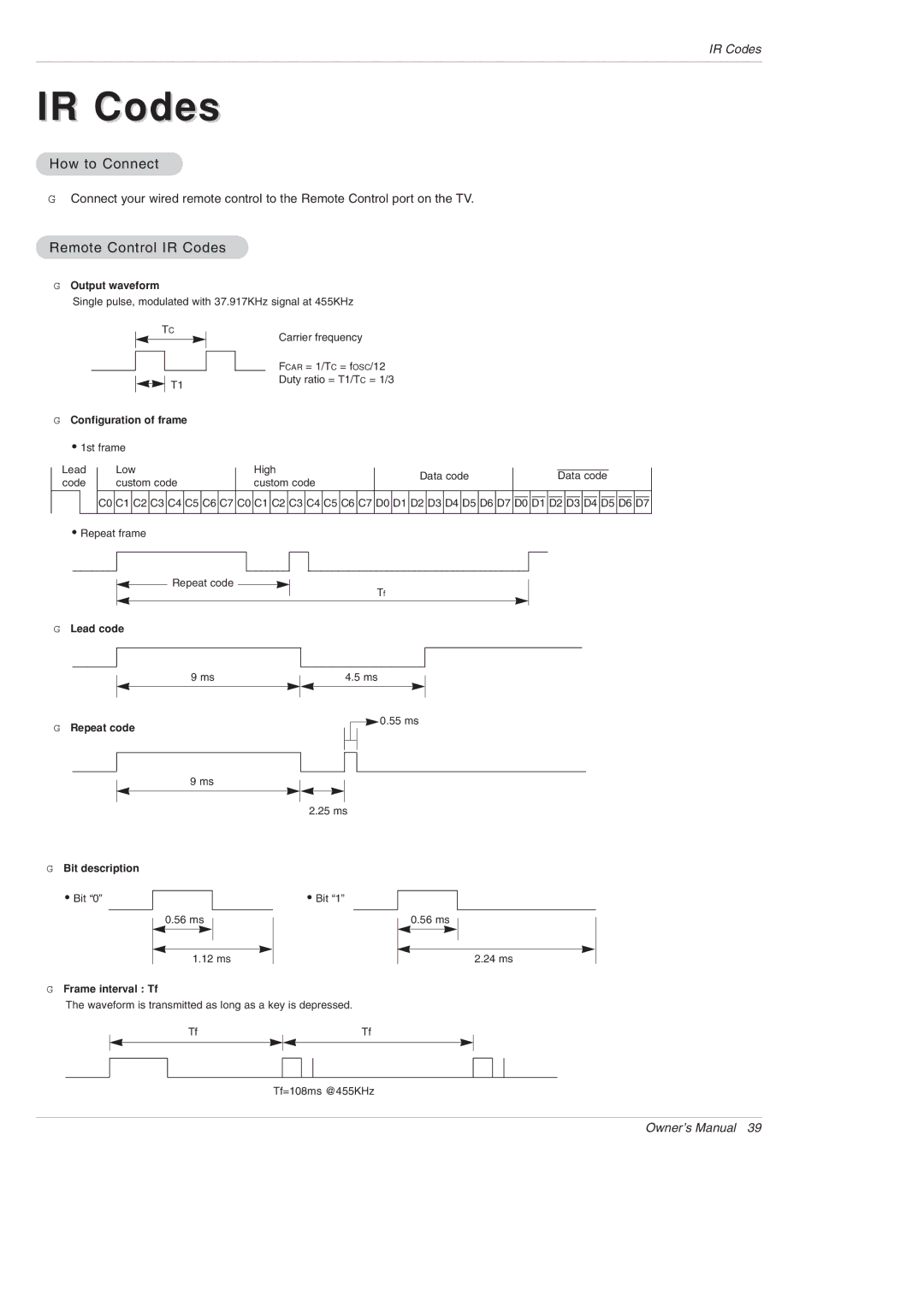 LG Electronics 42PX3DBV-UC, 42PX3DLV-UC owner manual How to Connect, Remote Control IR Codes 