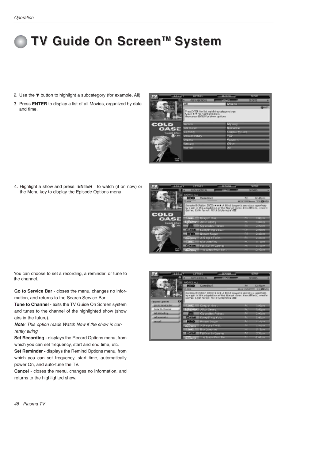 LG Electronics 42PX5D owner manual TV Guide On ScreenTM System 