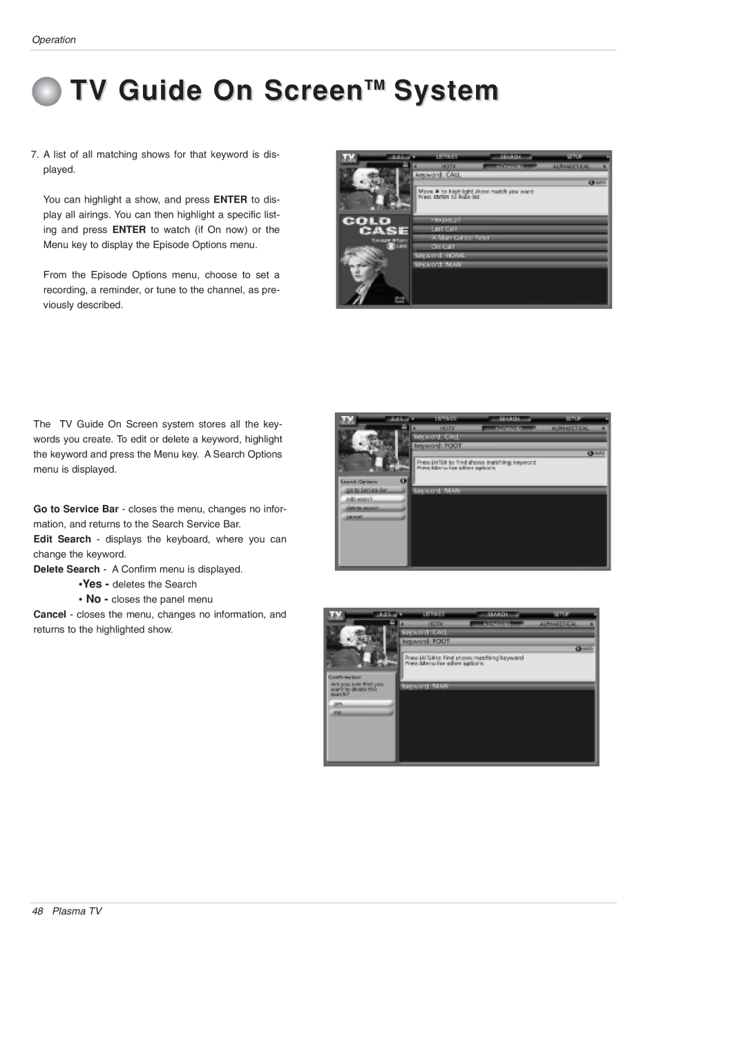 LG Electronics 42PX5D owner manual TV Guide On ScreenTM System 