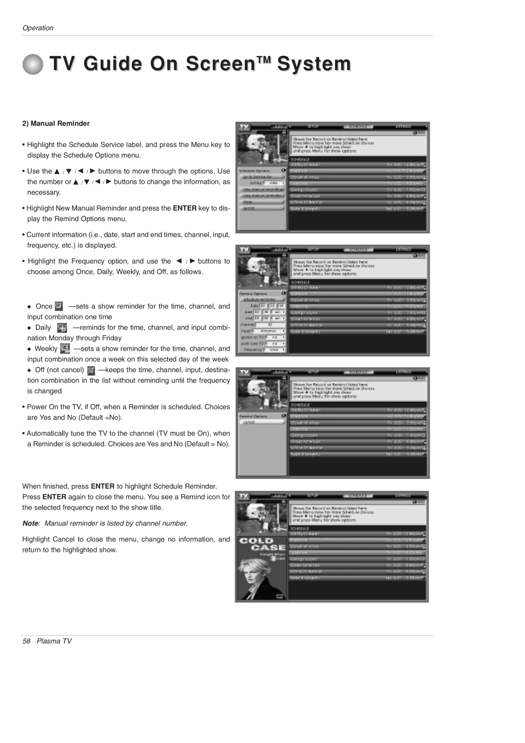 LG Electronics 42PX5D owner manual Manual Reminder 