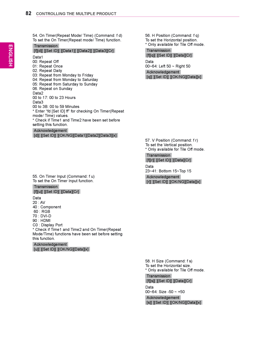 LG Electronics 47WS10, 42WS10, 55WS10 owner manual English, Controlling The Multiple Product 