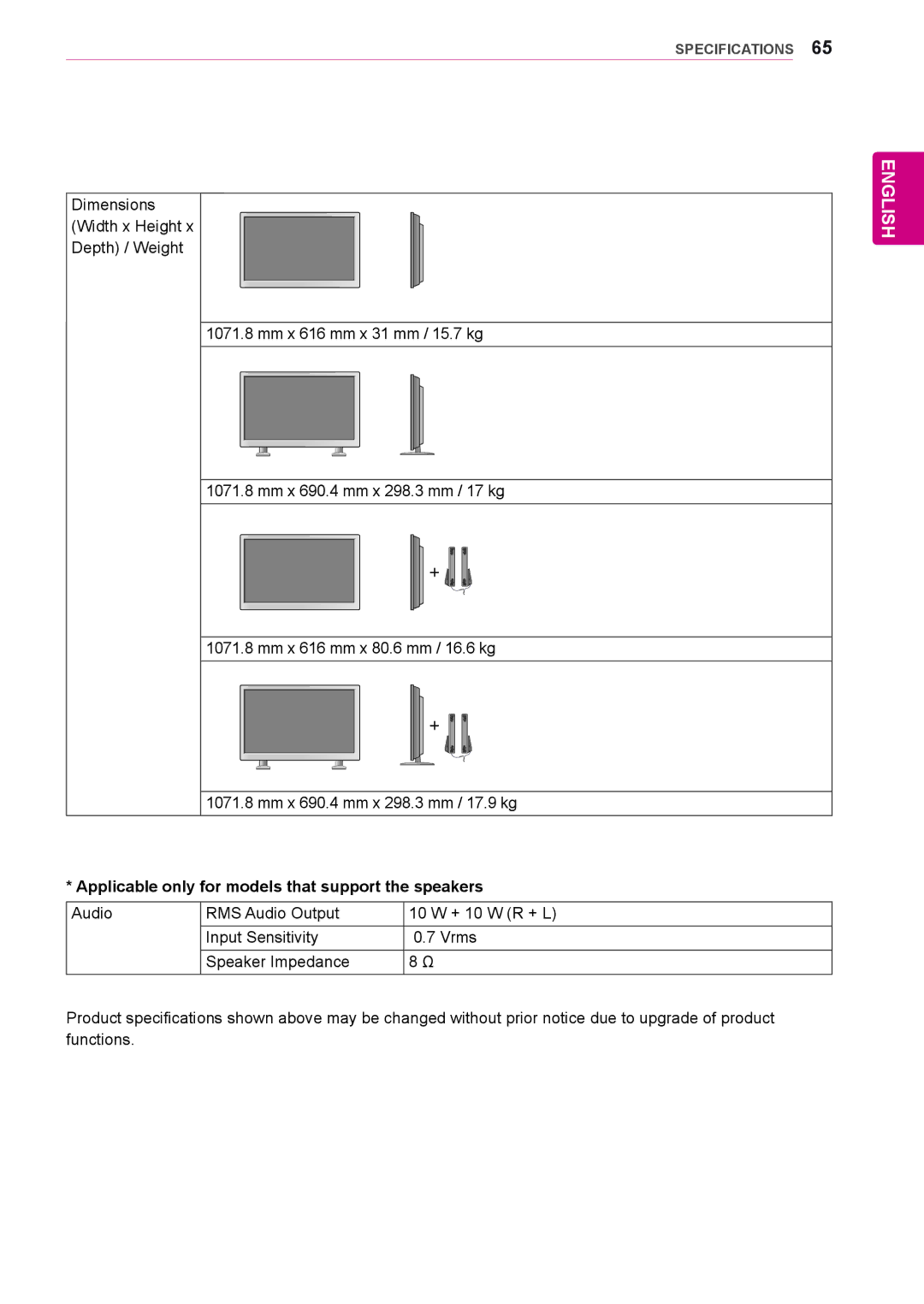 LG Electronics 47WS50BS, 42WS50BS owner manual English 