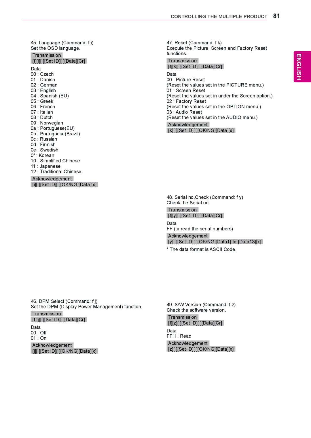 LG Electronics 47WS50BS, 42WS50BS owner manual English 