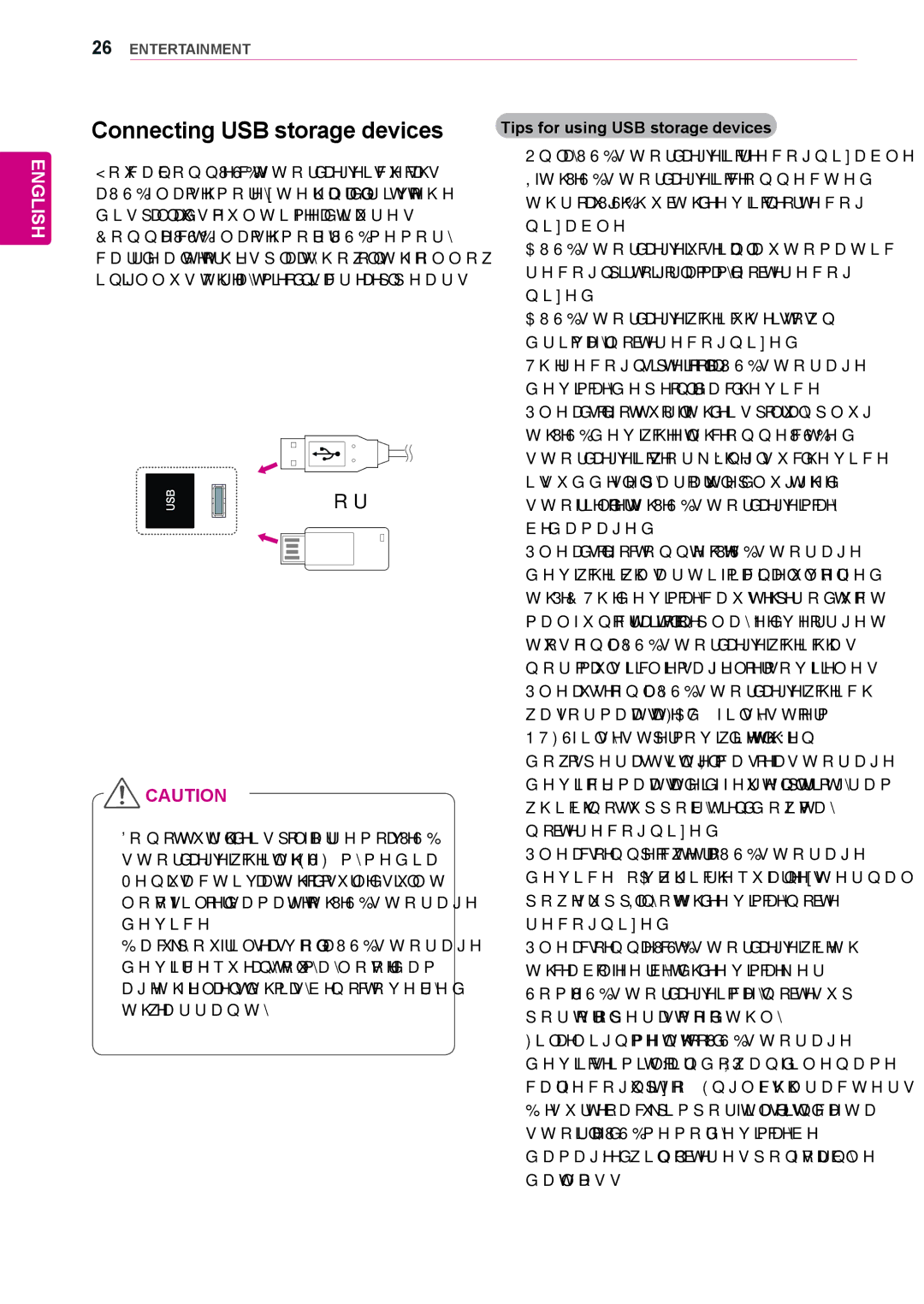 LG Electronics 42WS50MS, 47WS50MS owner manual Connecting USB storage devices, Tips for using USB storage devices 