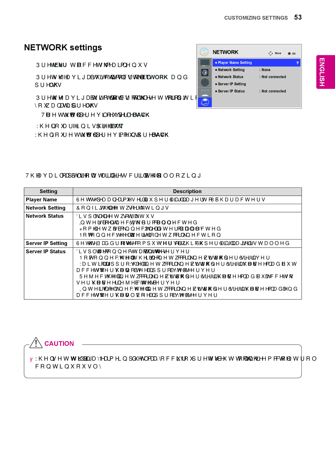 LG Electronics 47WS50MS, 42WS50MS owner manual Network settings 