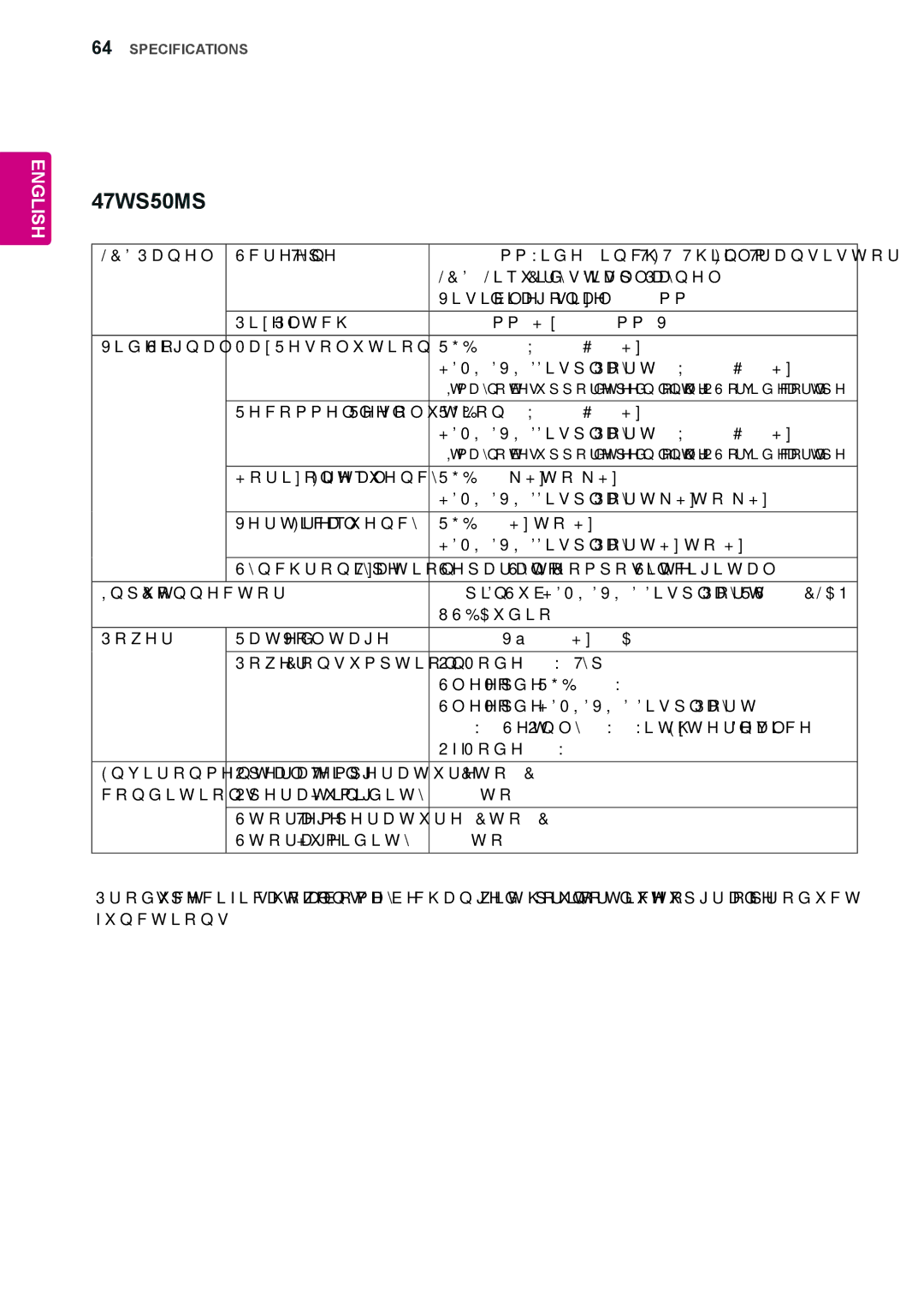 LG Electronics 42WS50MS owner manual 47WS50MS 