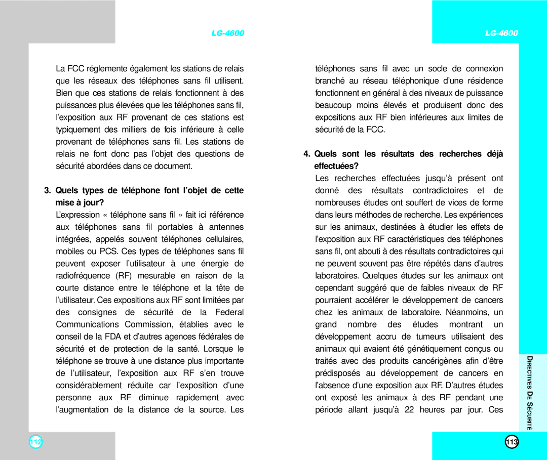 LG Electronics 4600 manual Quels types de téléphone font l’objet de cette mise à jour? 