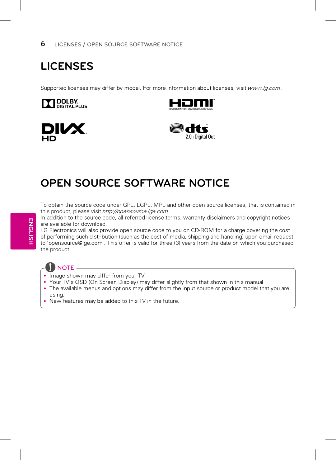 LG Electronics 47LB5800, 32LB5800, 42LB5800 owner manual Licenses Open Source Software Notice 