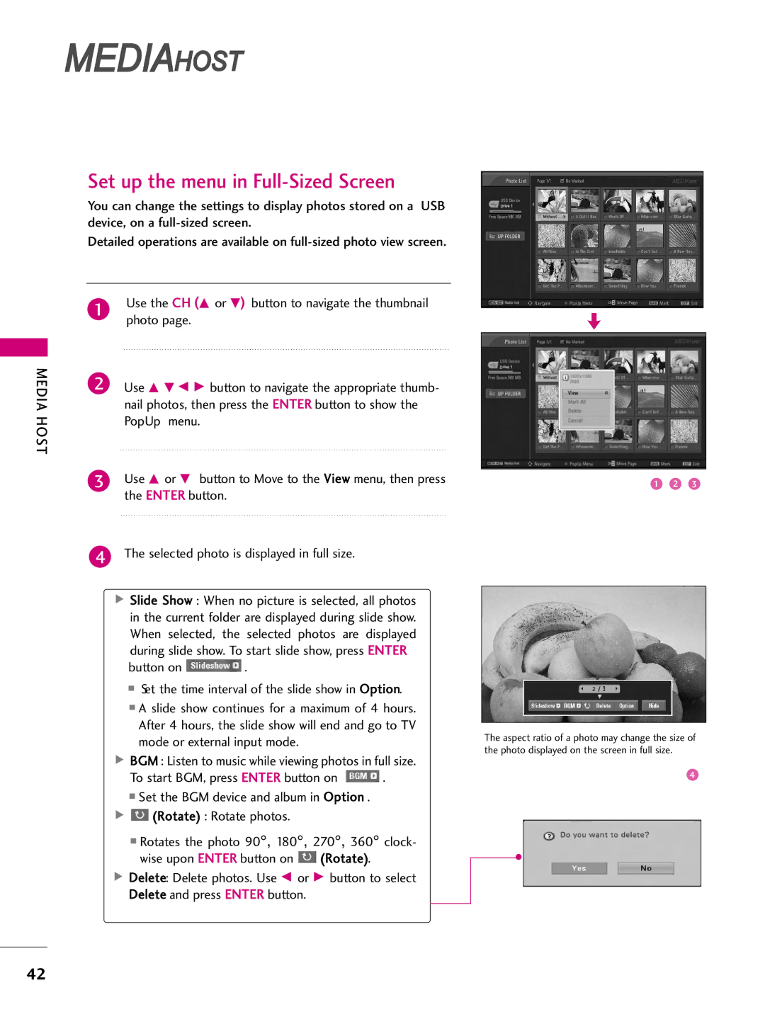 LG Electronics 52LBX, 47LBX, 42LBX owner manual Set up the menu in Full-Sized Screen 