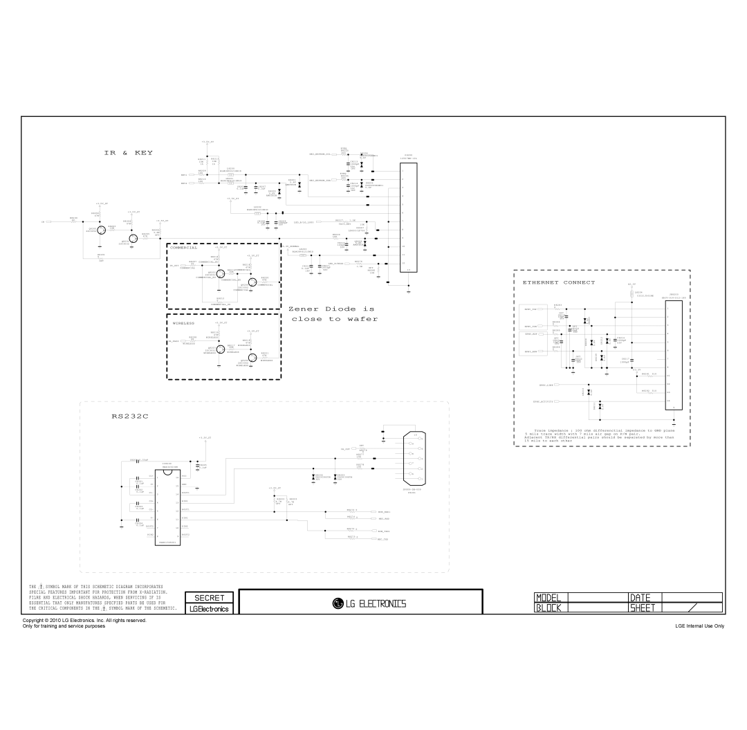 LG Electronics 47LE7300-ZA Ir & Key, Zener Diode is, close to wafer, RS232C, Ethernet Connect, LGE Internal Use Only 
