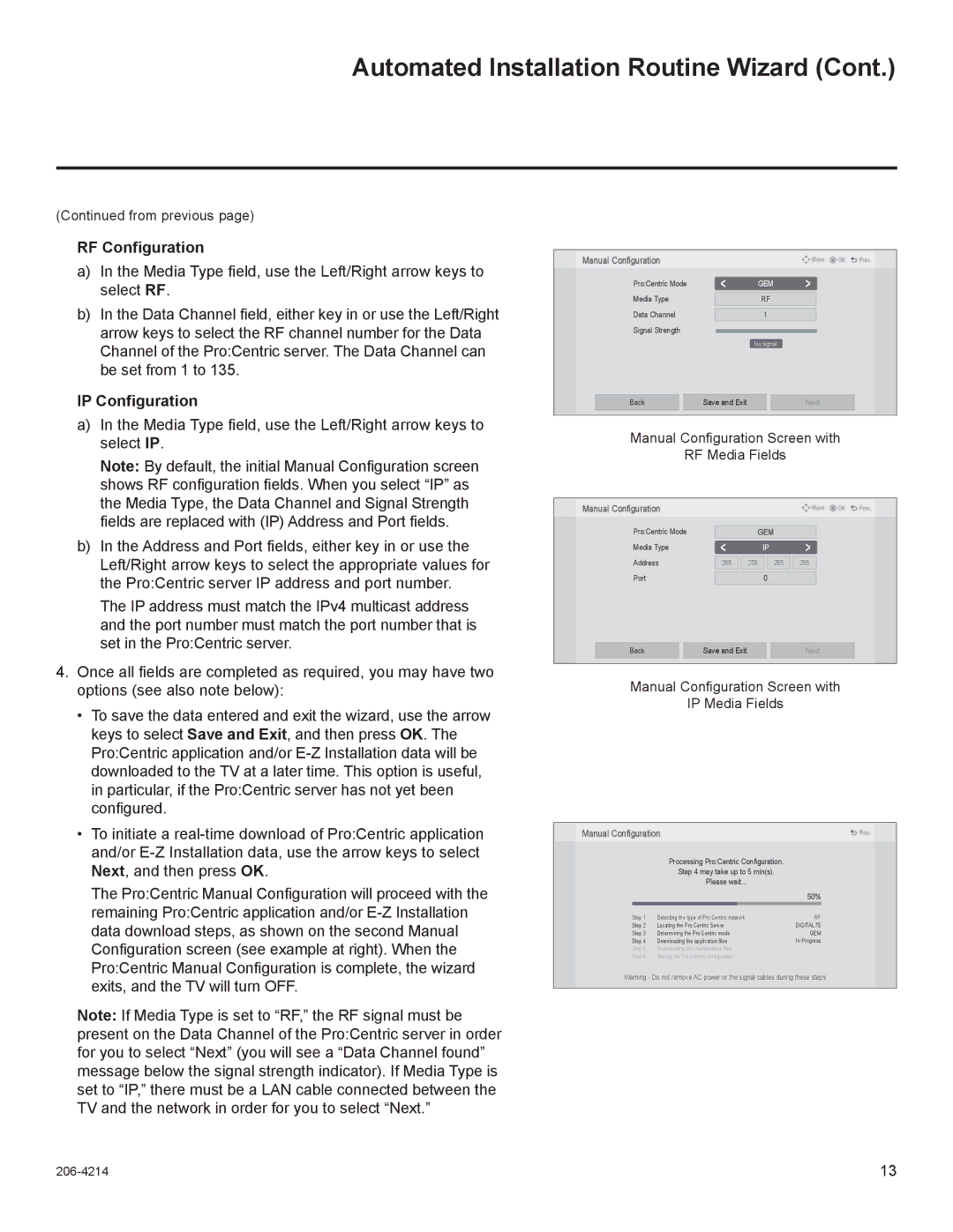 LG Electronics 42LT770H, 47LT770H, 37LT770H, 32LT770H setup guide RF Configuration, IP Configuration 