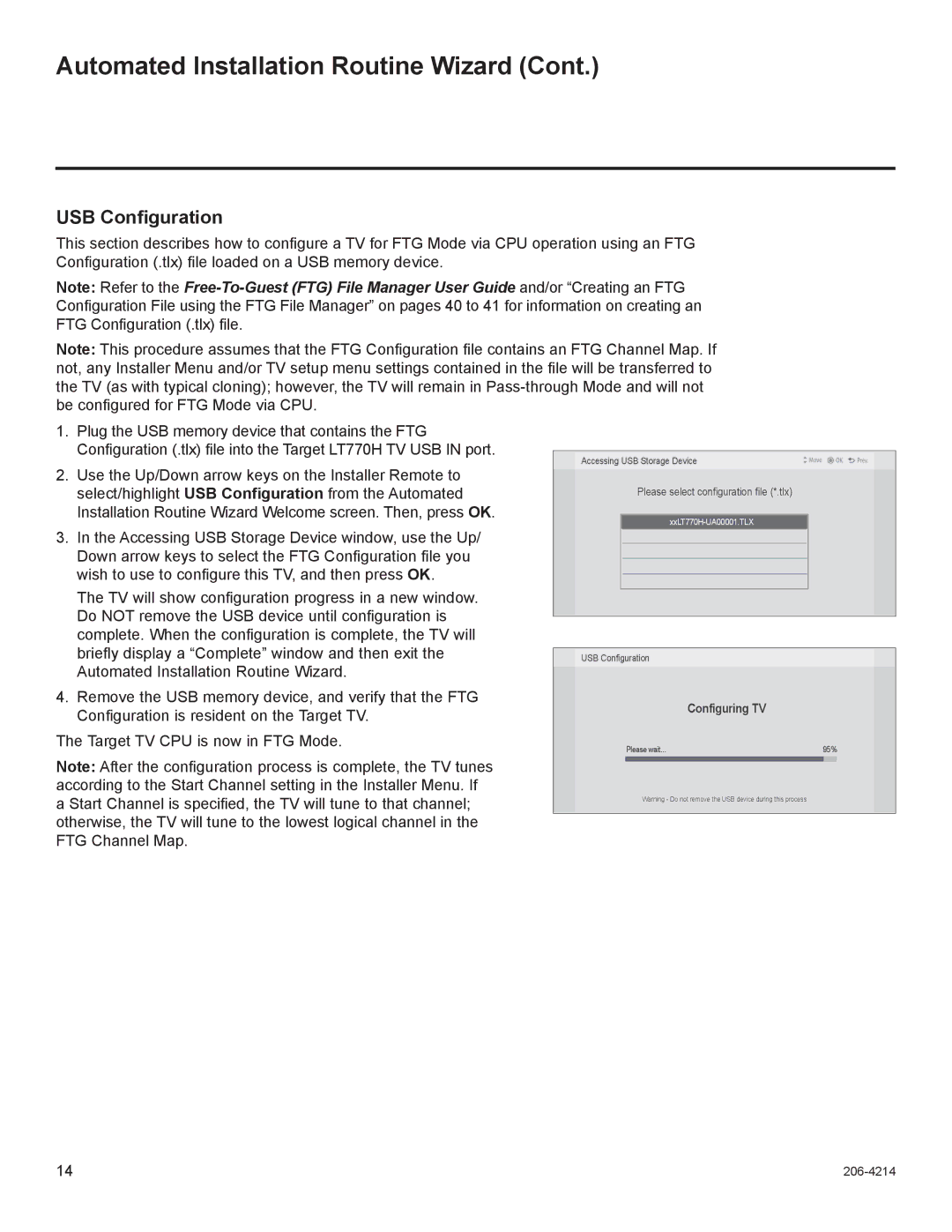 LG Electronics 37LT770H, 47LT770H, 42LT770H, 32LT770H setup guide USB Configuration 