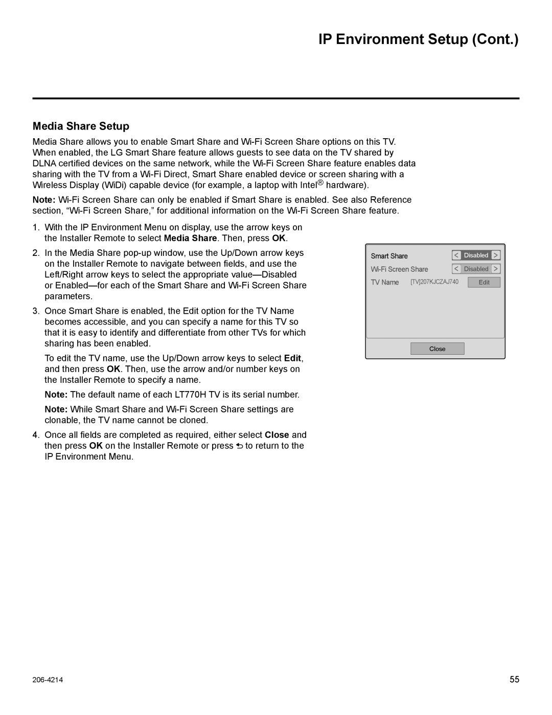 LG Electronics 32LT770H, 47LT770H, 42LT770H, 37LT770H setup guide Media Share Setup 