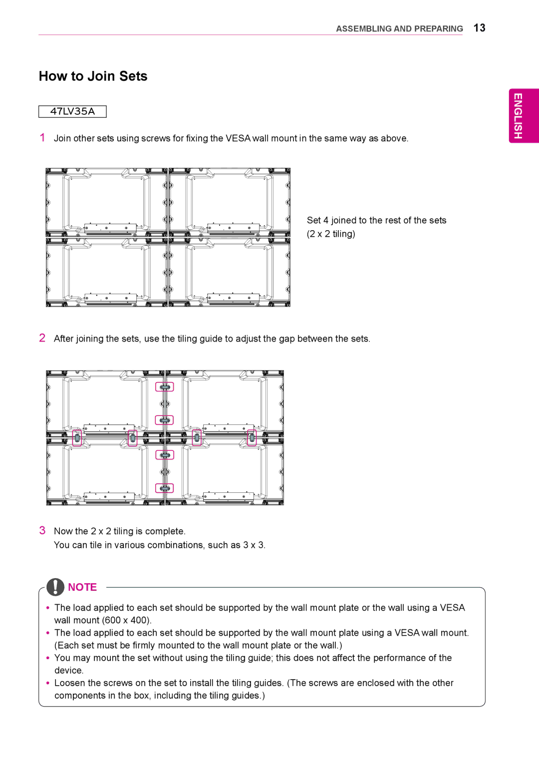 LG Electronics 55LV35A, 47LV35A owner manual How to Join Sets 