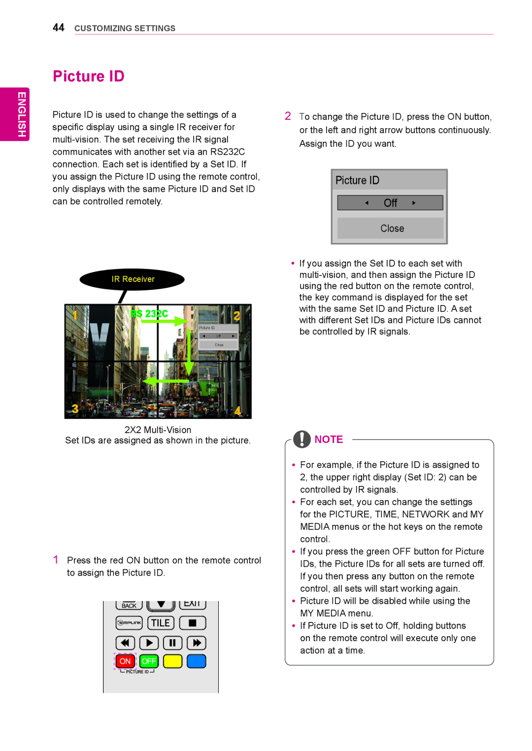 LG Electronics 47LV35A, 55LV35A owner manual Picture ID, Off 