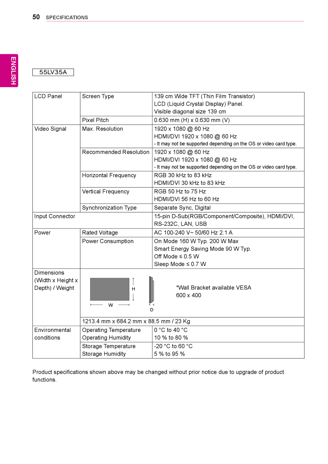 LG Electronics 47LV35A owner manual 55LV35A 