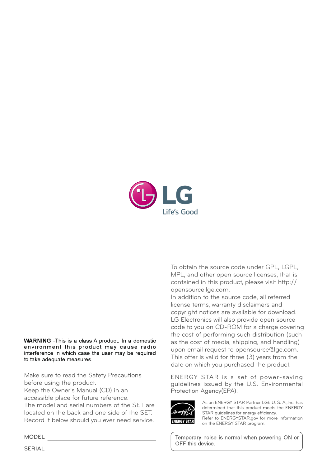 LG Electronics 55LV35A, 47LV35A owner manual Make sure to read the Safety Precautions before using the product 