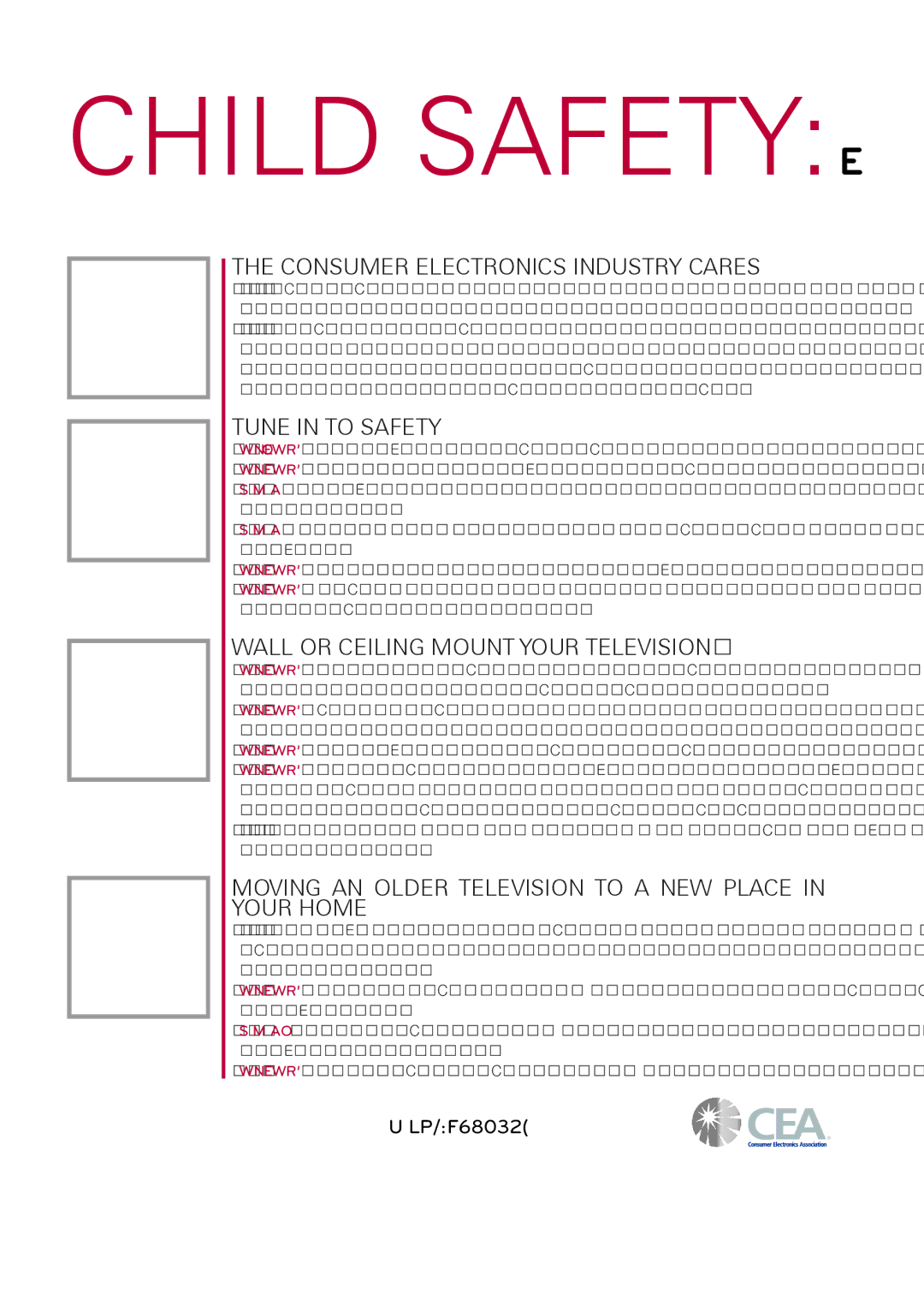 LG Electronics 47LY560H, 39LY560H, 32LY560H, 42LY560H, 55LY570H, 47LY570H, 42LY570H, 39LY570H, 32LY570H owner manual Child Safety 