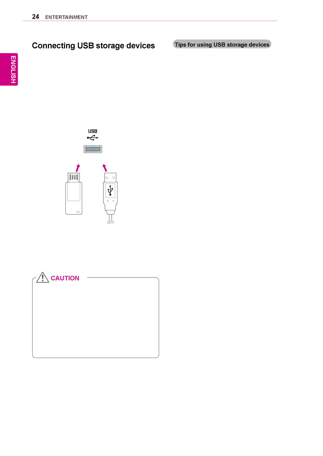 LG Electronics 42WL10MS, 47WL10MS owner manual Connecting USB storage devices, Tips for using USB storage devices 