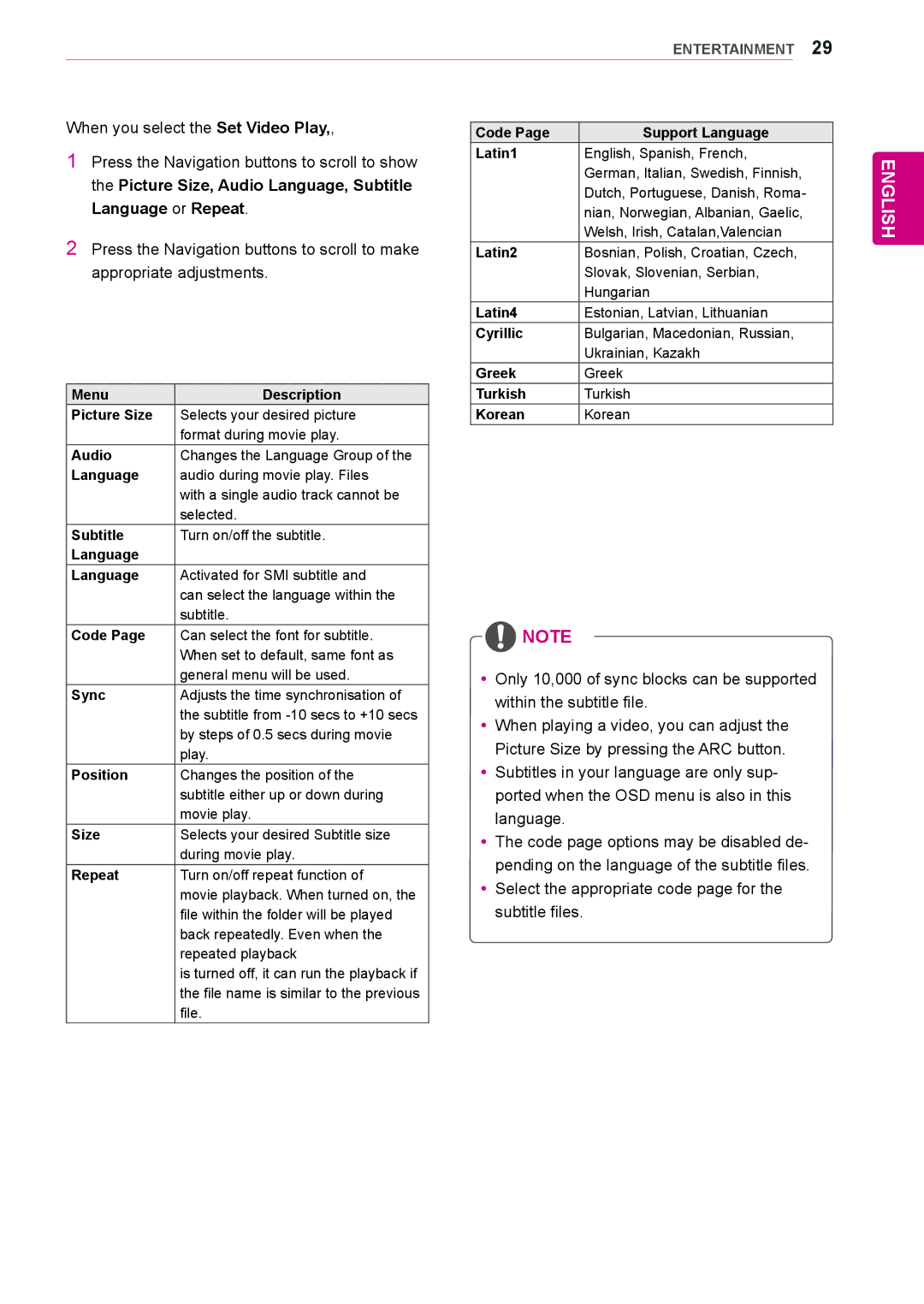 LG Electronics 47WL10MS, 42WL10MS owner manual Picture Size, Audio Language, Subtitle, Language or Repeat 