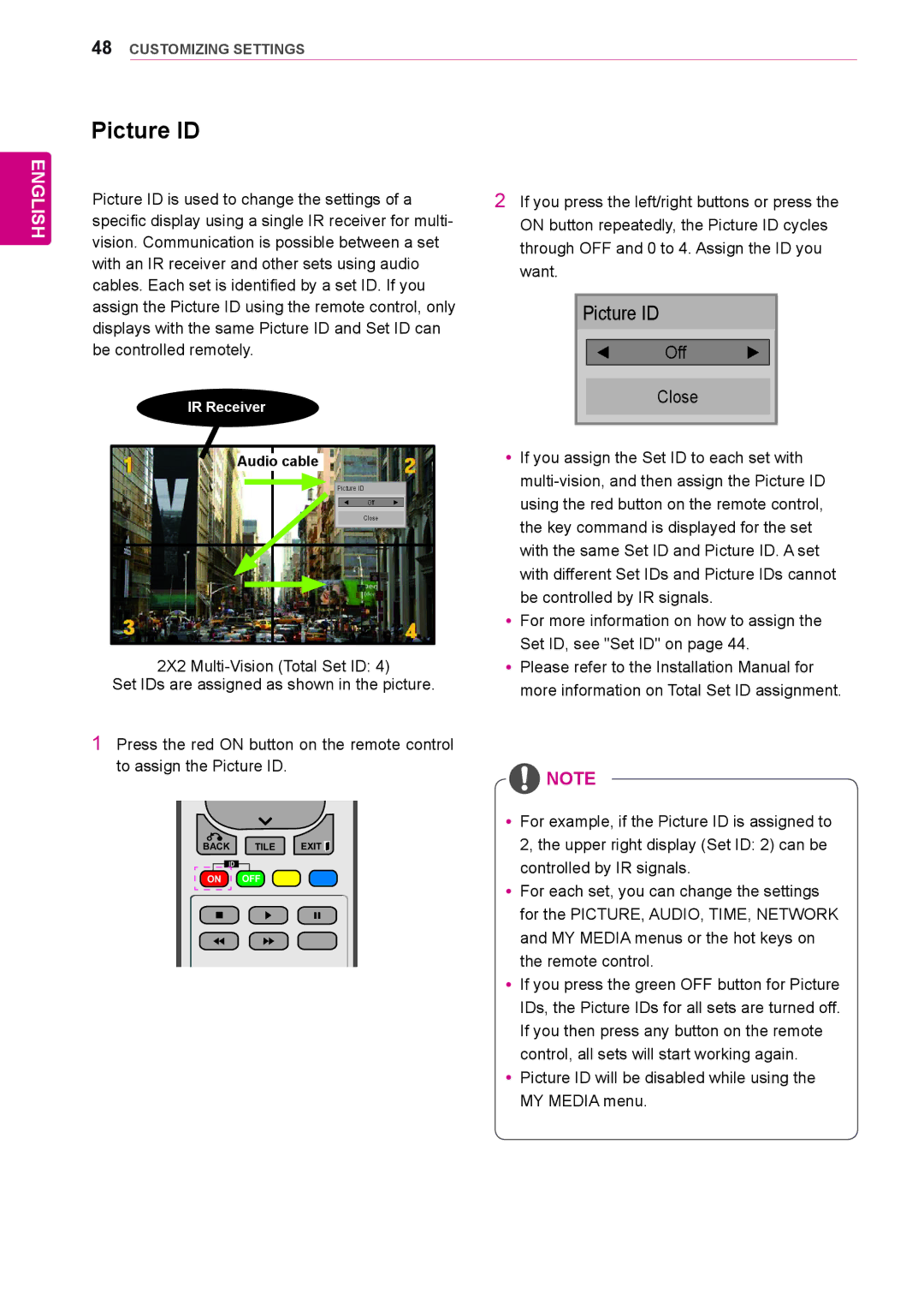 LG Electronics 42WL10MS, 47WL10MS owner manual Picture ID, Audio cable 