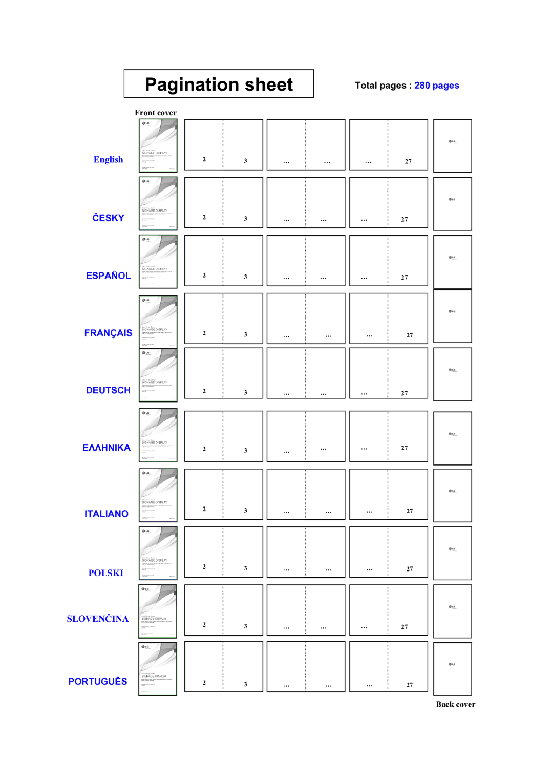 LG Electronics 47WV30BS, 47WV30MS, 47WV30-BAAL, 47WV30BR setup guide Pagination sheet 