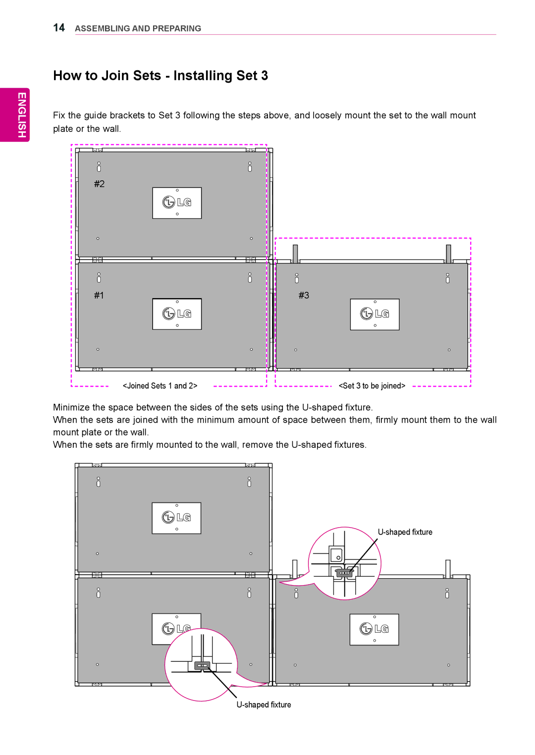 LG Electronics 47WV30-BAAM, 47WV30BS, 47WV30MS, 47WV30-BAAL, 47WV30BR owner manual Joined Sets 1 Set 3 to be joined 