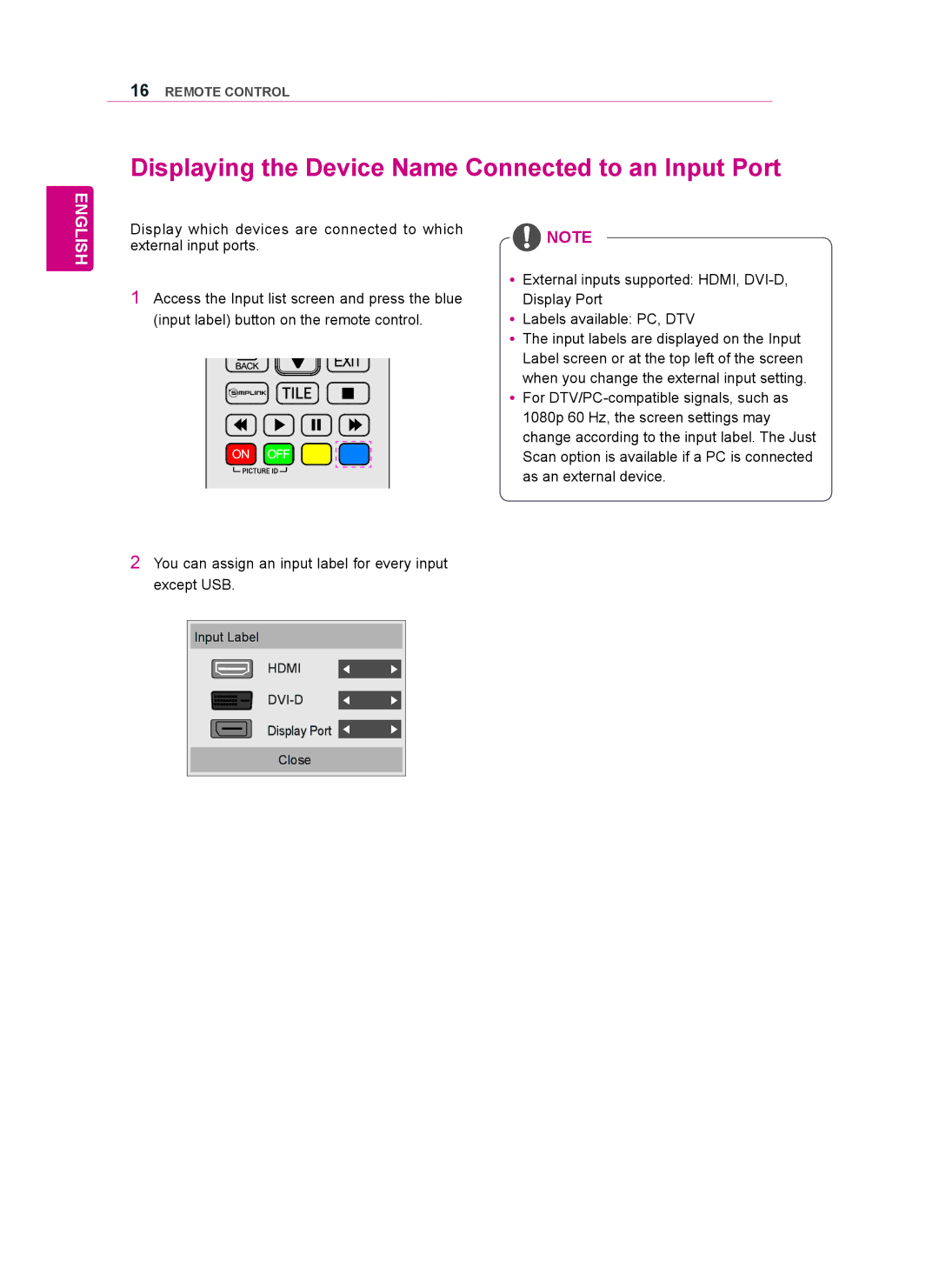 LG Electronics 47WV50BS, 47WV50MS, 47WV50BR owner manual Displaying the Device Name Connected to an Input Port 