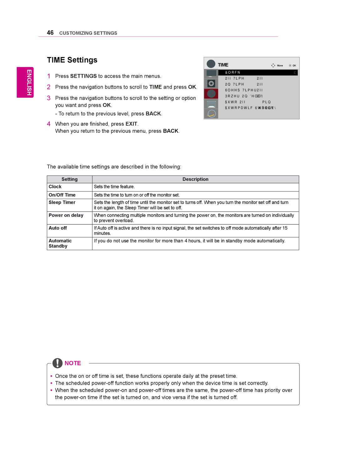 LG Electronics 47WV50BS, 47WV50MS, 47WV50BR owner manual Time Settings 