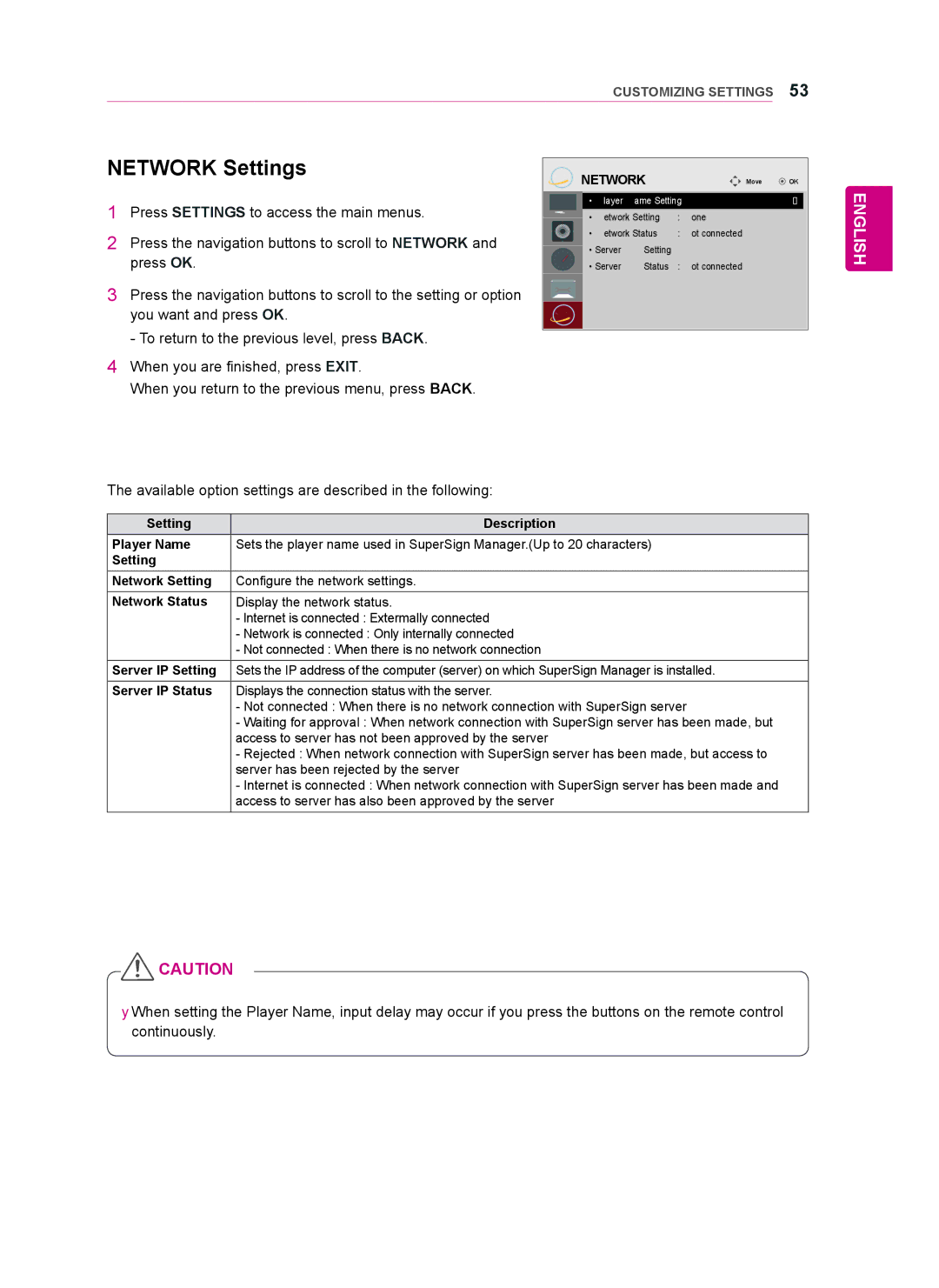 LG Electronics 47WV50BR, 47WV50MS, 47WV50BS owner manual Network Settings 