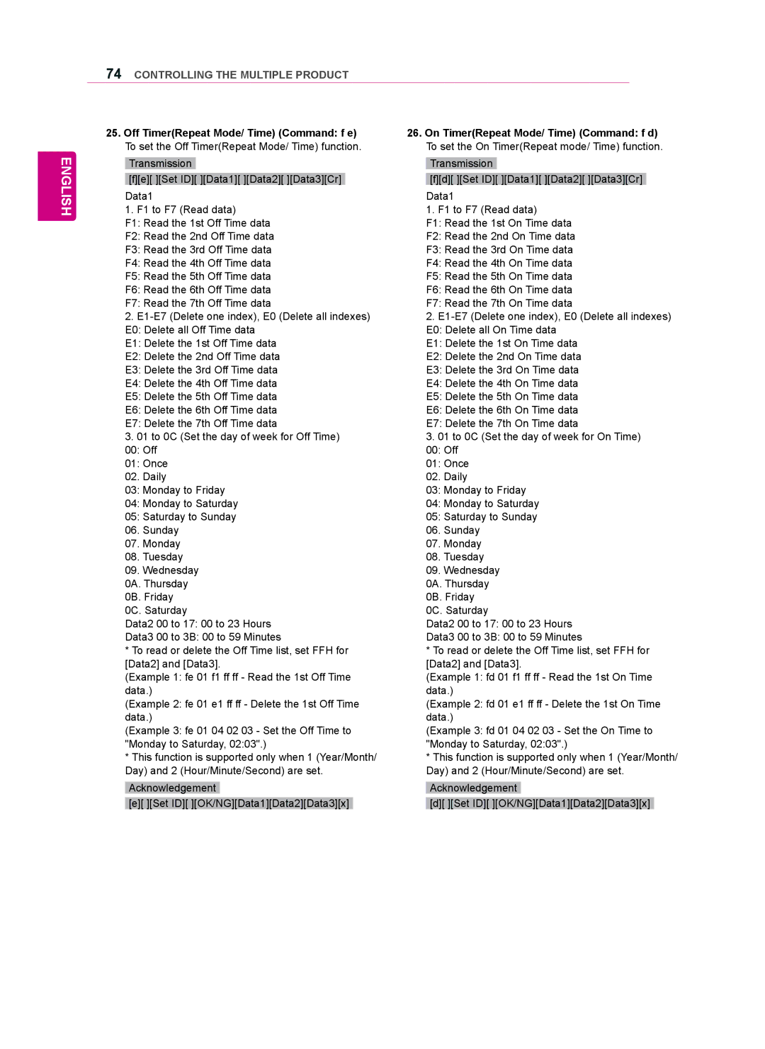 LG Electronics 47WV50BR, 47WV50MS Off TimerRepeat Mode/ Time Command f e, To set the Off TimerRepeat Mode/ Time function 