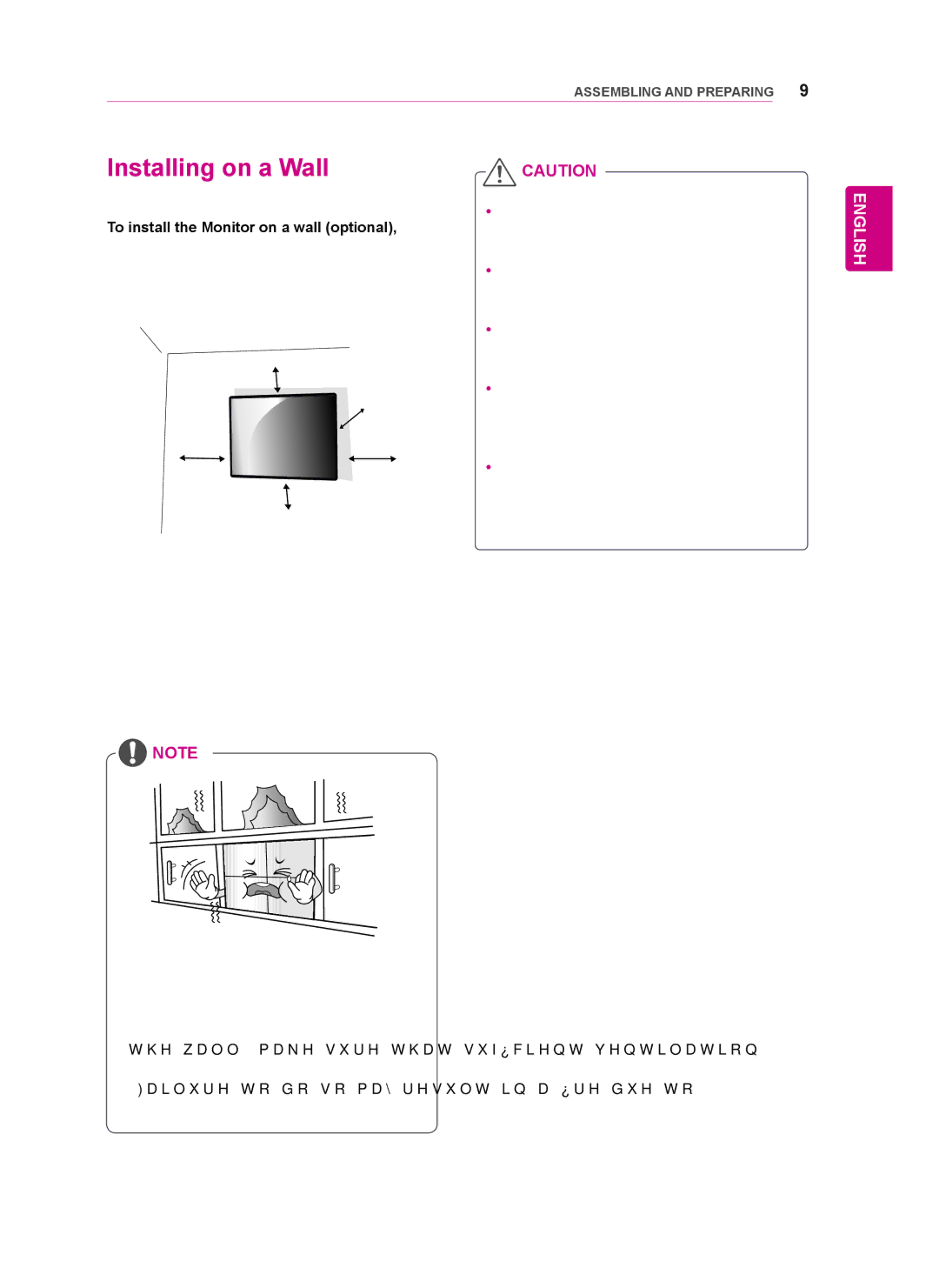 LG Electronics 47WV50MS, 47WV50BS, 47WV50BR owner manual Installing on a Wall 