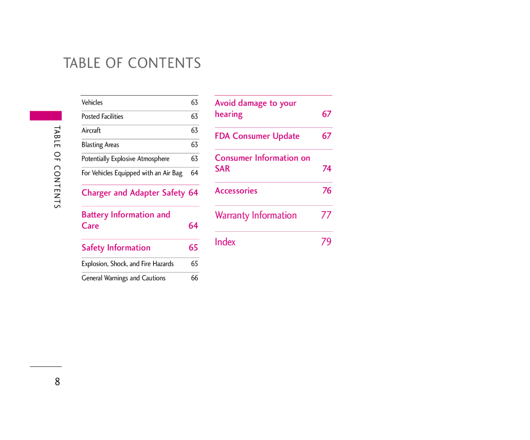 LG Electronics 490 manual Warranty Information Index 