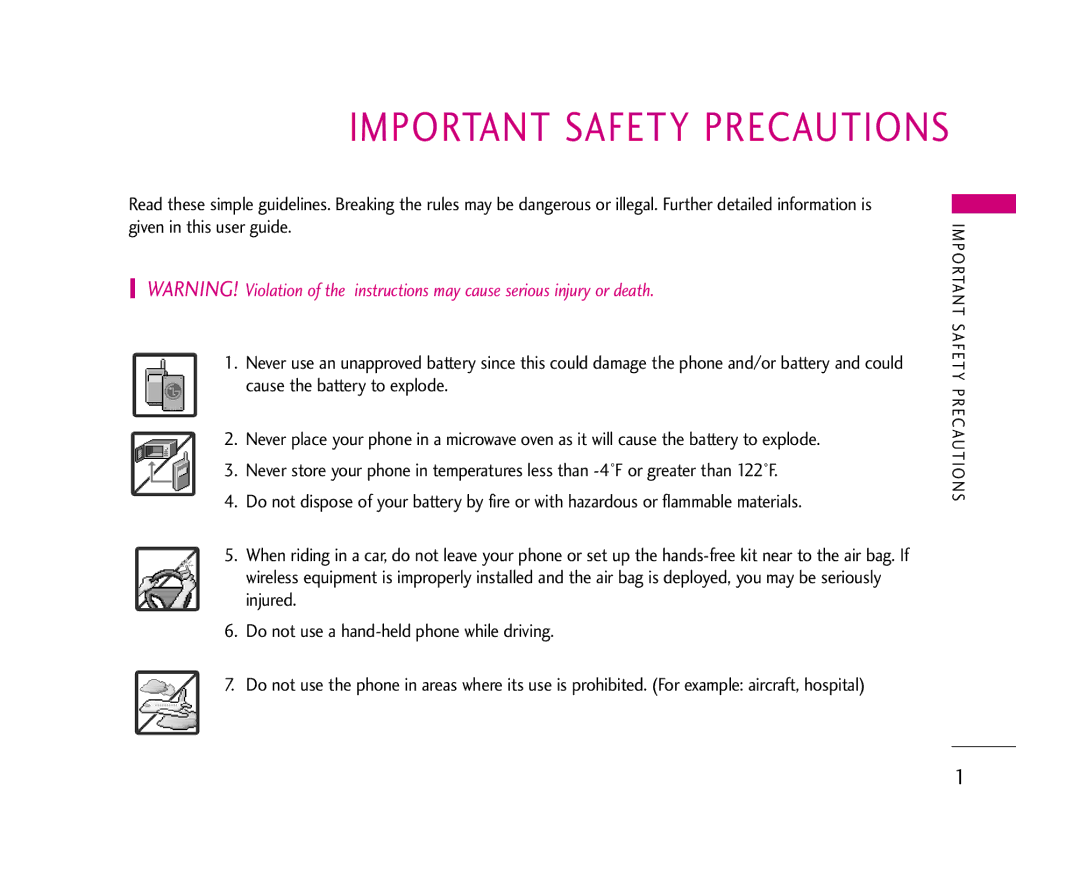 LG Electronics 490 manual Important Safety Precautions 