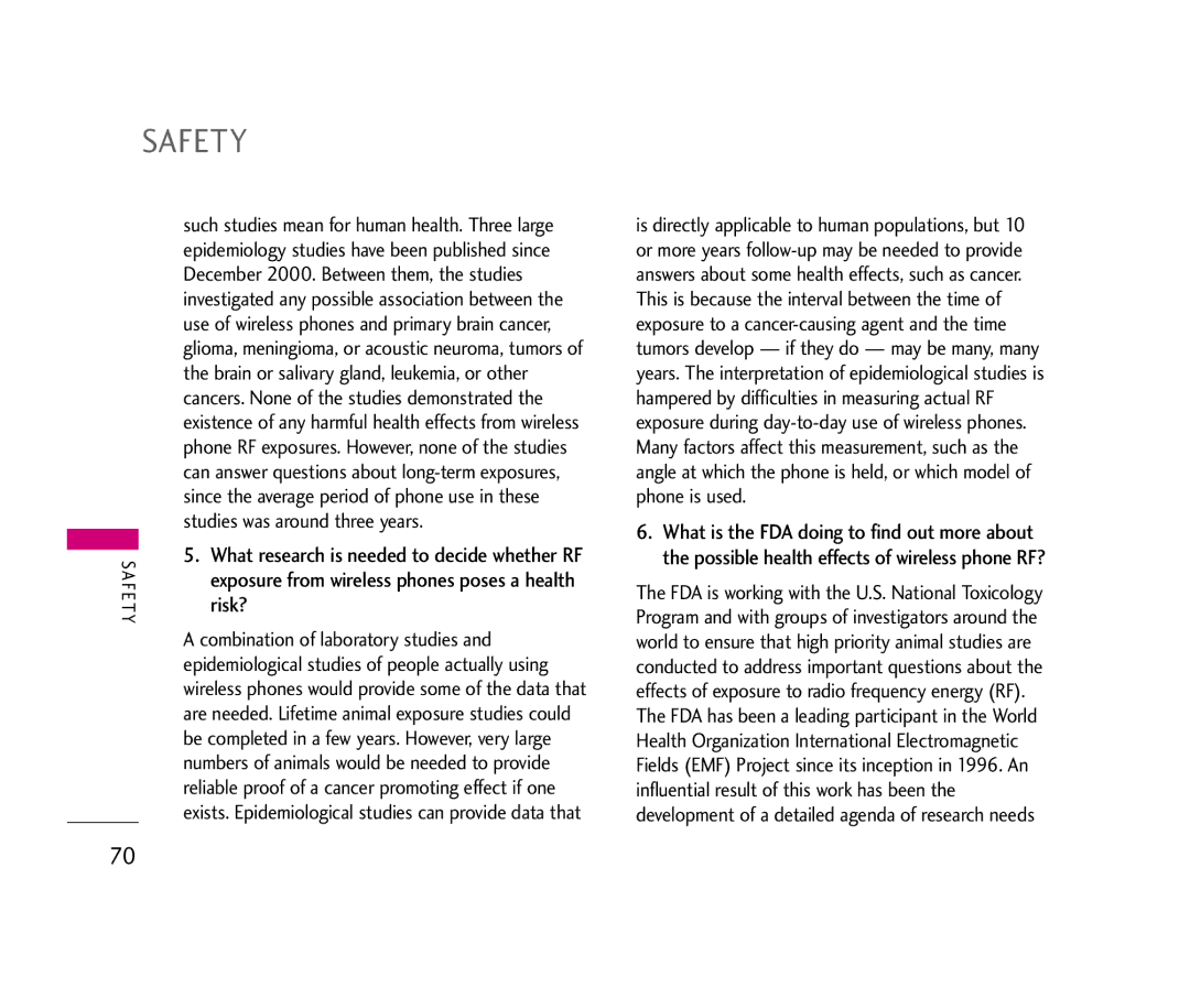 LG Electronics 490 manual Risk?, December 2000. Between them, the studies, Brain or salivary gland, leukemia, or other 