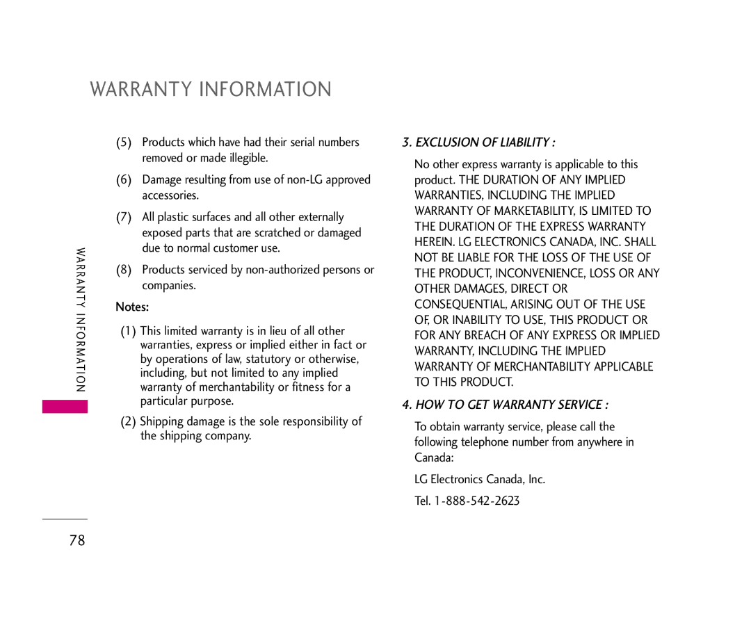 LG Electronics 490 manual Warranty Information 