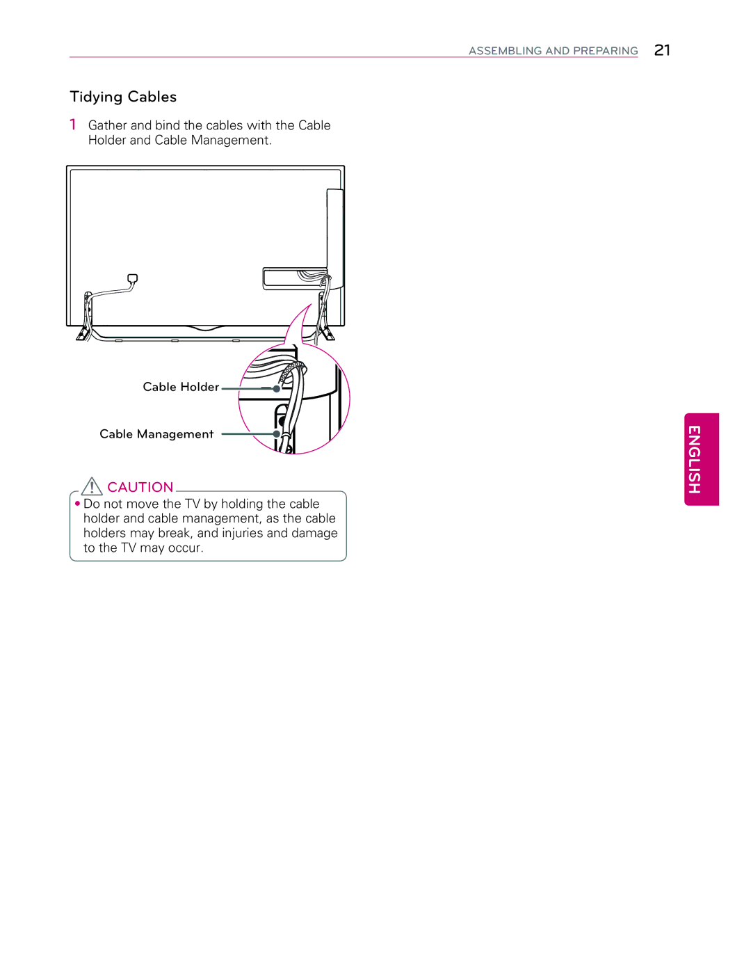 LG Electronics 49UB8500 owner manual Tidying Cables 