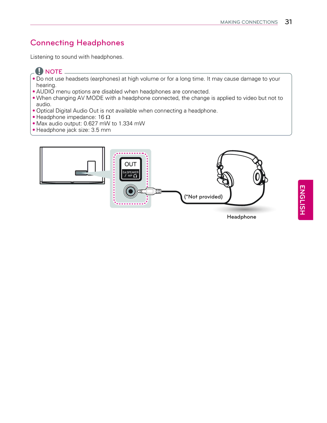 LG Electronics 49UB8500 owner manual Connecting Headphones 