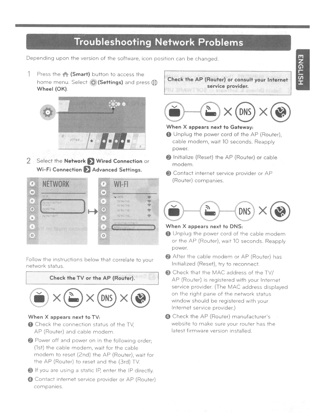 LG Electronics 49UB8500 owner manual Troubleshooting Network Problems 