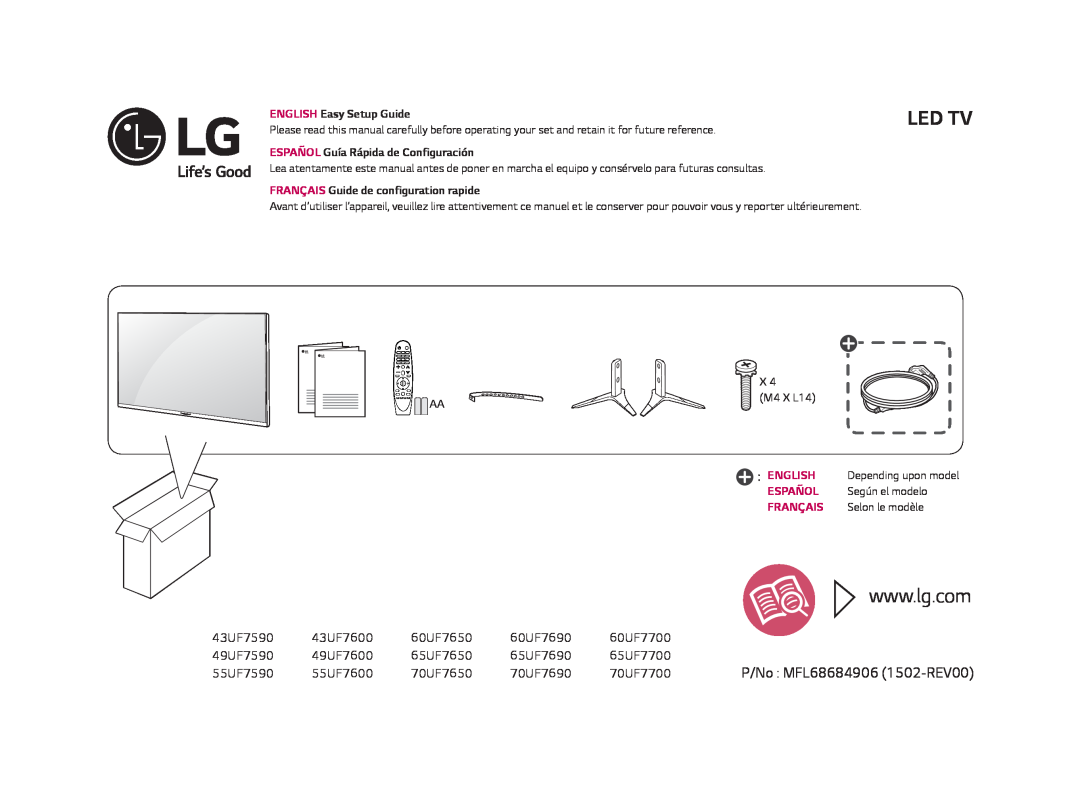 LG Electronics 49UF7600, 55UF7600, 60UF7700 owner manual Led Tv 